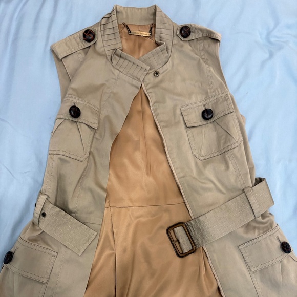 Diane von Furstenberg “Millitant” Utility Safari Vest with Belt – Khaki - Picture 2 of 7
